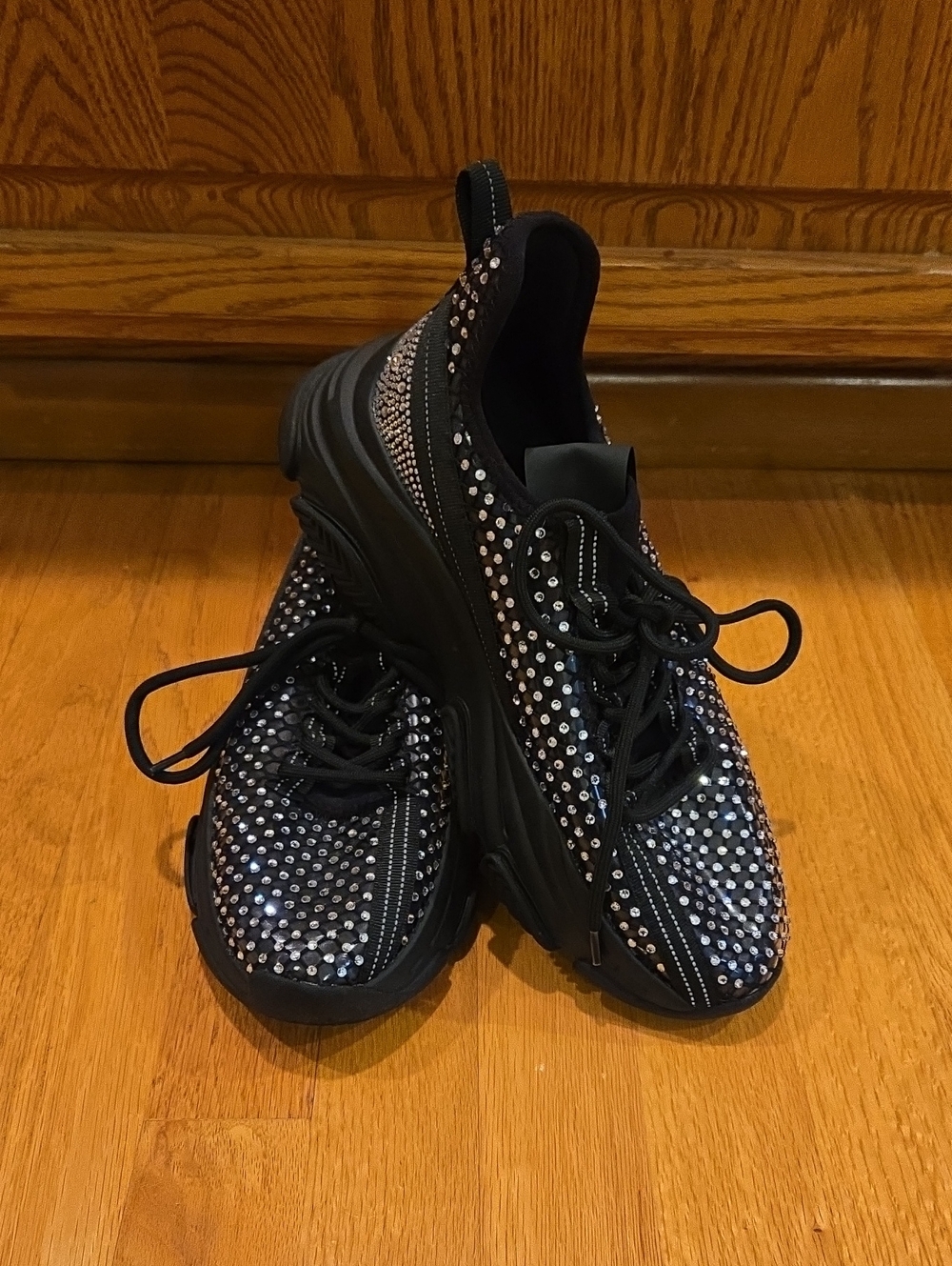 Steve Madden Black Crystal Bling  Phantoms Sneakers
